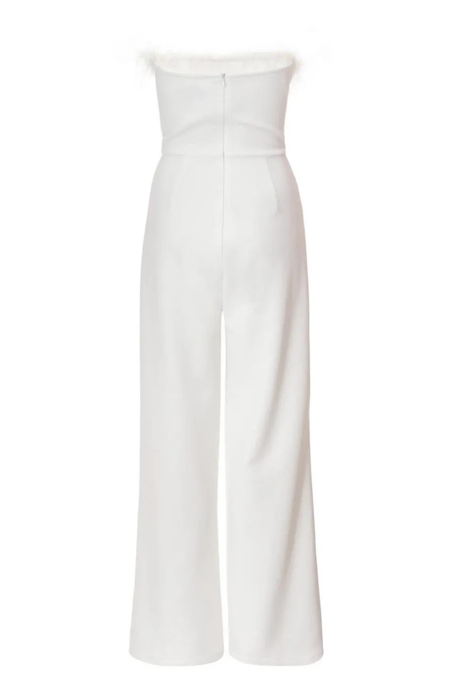 Quiz White Feather Trim Jumpsuit Hot