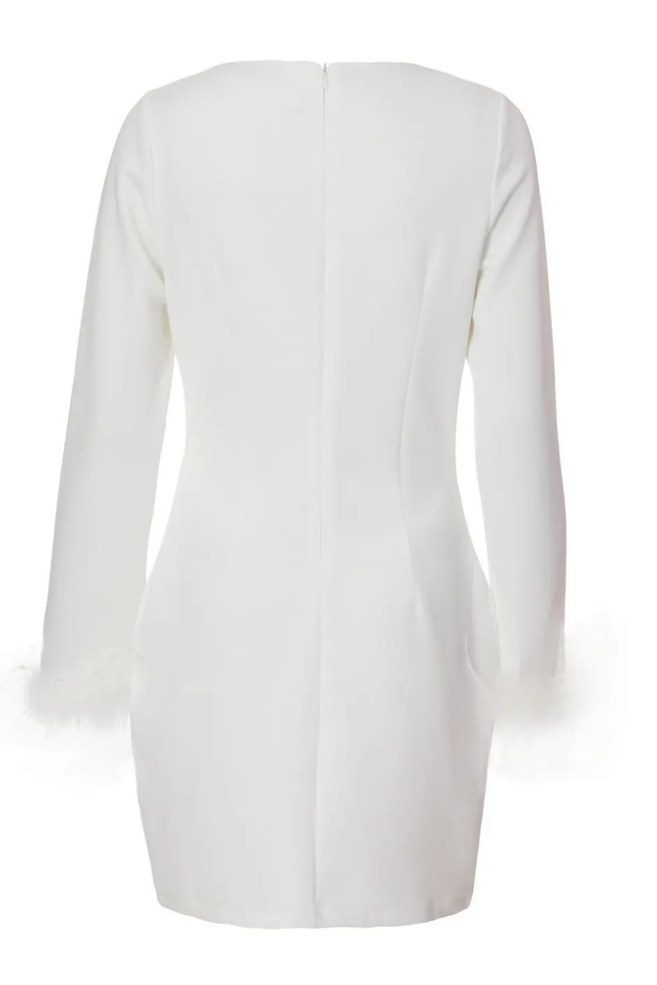 Quiz Feather Trim Mini Dress White Outlet