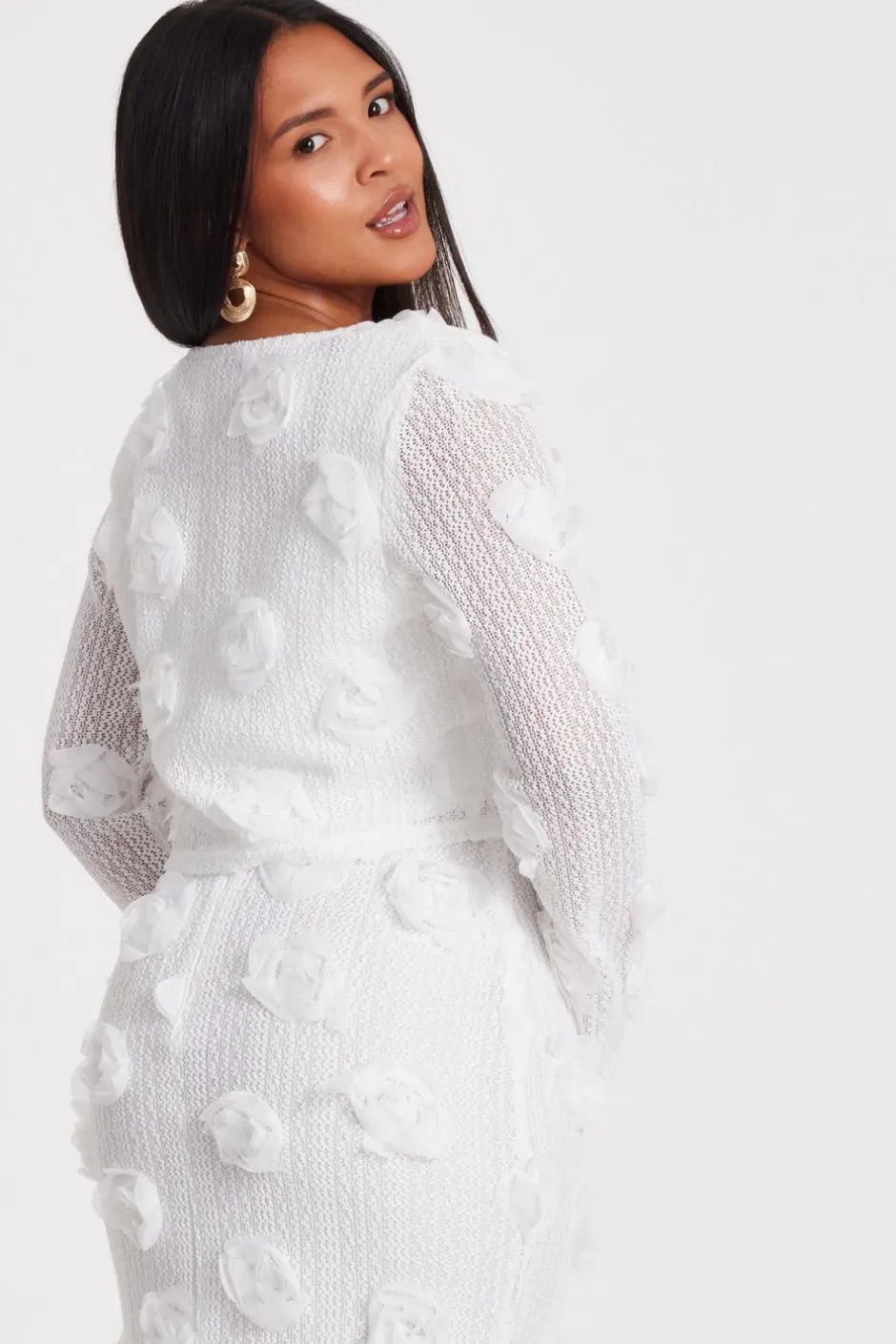 Quiz White Floral Cropped Cardigan Best