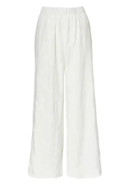Quiz White Floral Embroidered Palazzo Trousers Sale