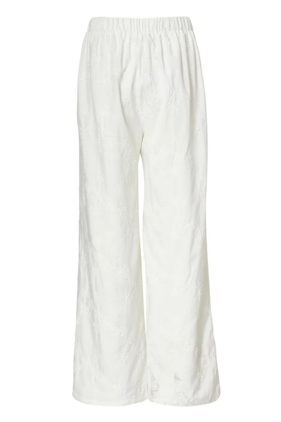 Quiz White Floral Embroidered Palazzo Trousers Sale