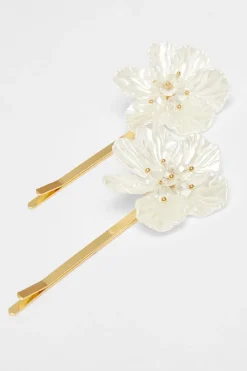 Quiz Floral Hair Slides White Outlet