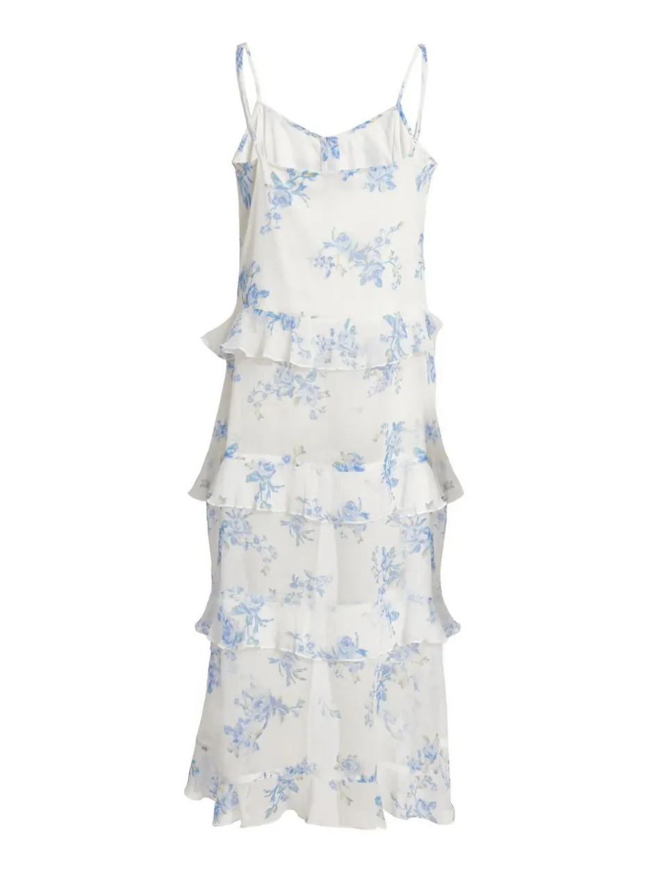 Quiz White Floral Long Ruffle Top Best