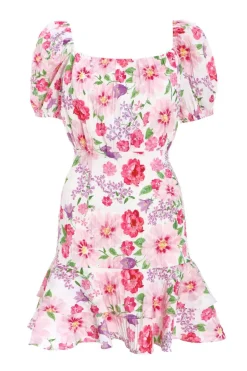 Quiz White Floral Puff Sleeve Dress Best