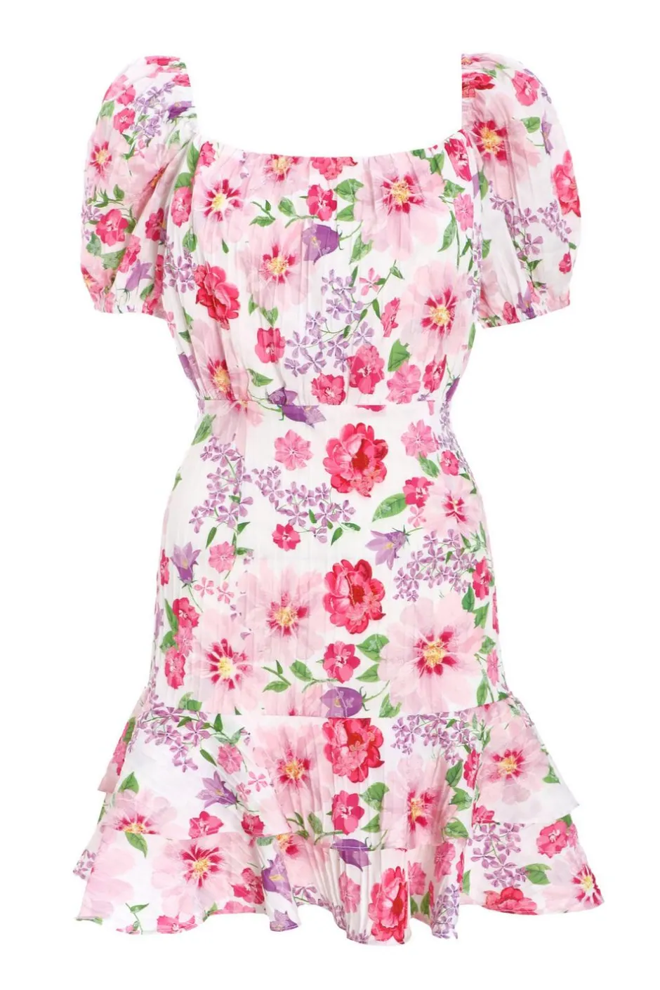 Quiz White Floral Puff Sleeve Dress Best
