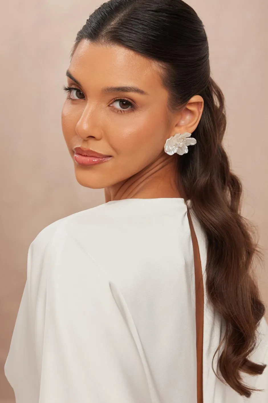 Quiz White Floral Stud Earrings Ivory Best