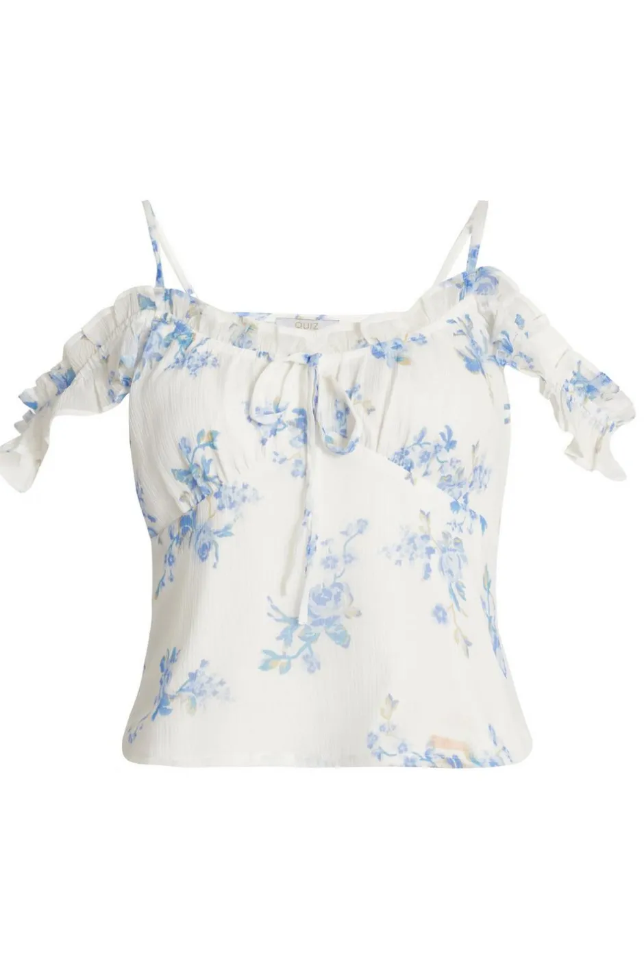 Quiz White Floral Tie Front Top New