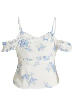 Quiz White Floral Tie Front Top New