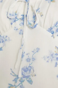 Quiz White Floral Tie Front Top New