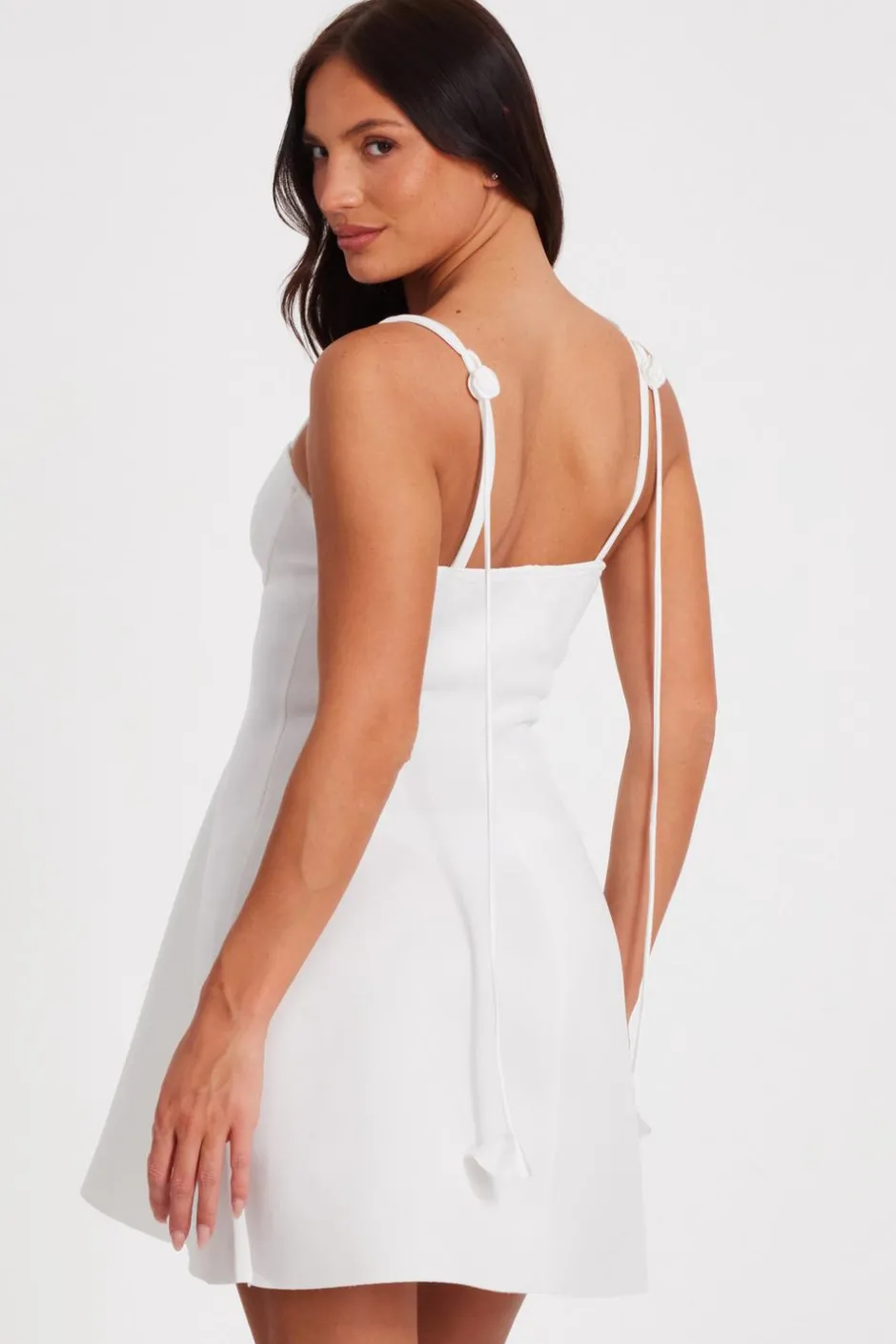 Quiz Floral Trim Mini Dress White New