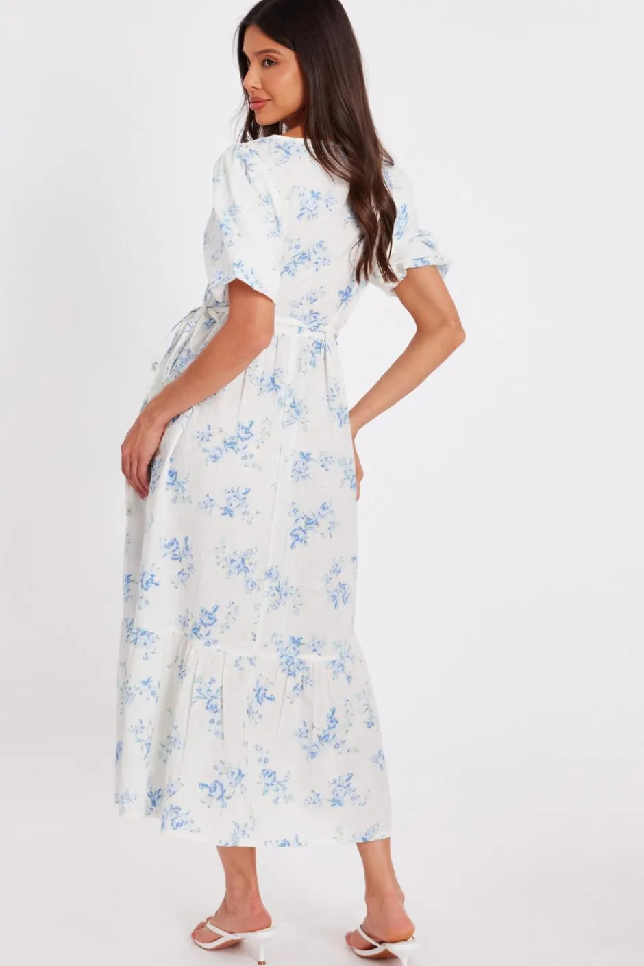 Quiz White Floral Wrap Midaxi Dress Online