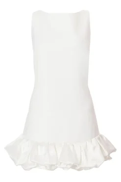 Quiz White Frill Hem Mini Dress Sale