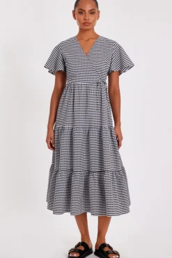 Quiz White Gingham Midaxi Dress