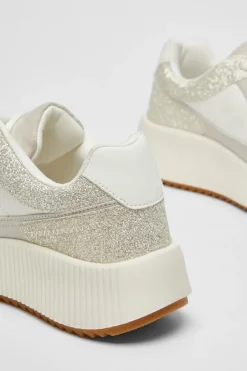 Quiz White Glitter Chunky Trainer Best