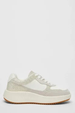 Quiz White Glitter Chunky Trainer Best