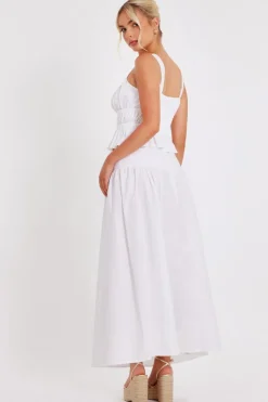 Quiz White High Waisted Maxi Skirt Clearance