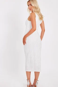 Quiz White Jacquard Midaxi Dress Discount