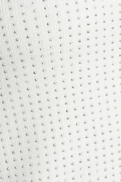 Quiz Knit Diamante Crop Top White New