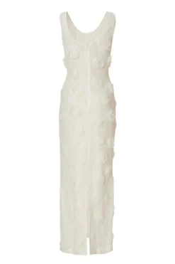 Quiz White Knitted Floral Midaxi Dress Outlet