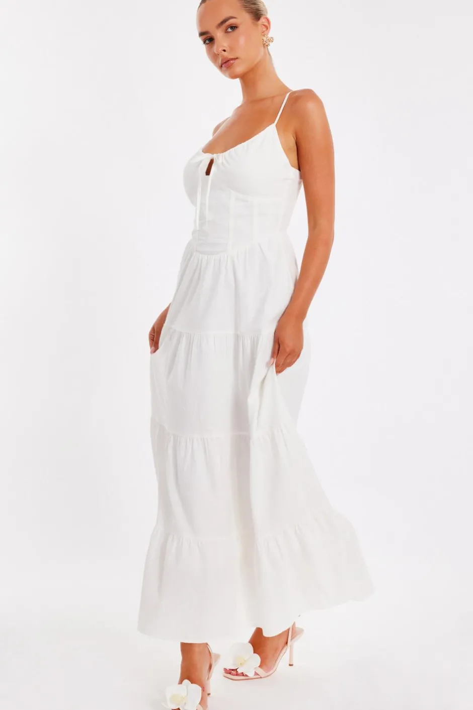 Quiz White Linen Corset Maxi Dress Best
