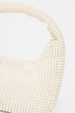 Quiz Mini Pearl Pouch Bag White