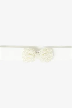 Quiz White Pearl Bow Stretch Belt Discount