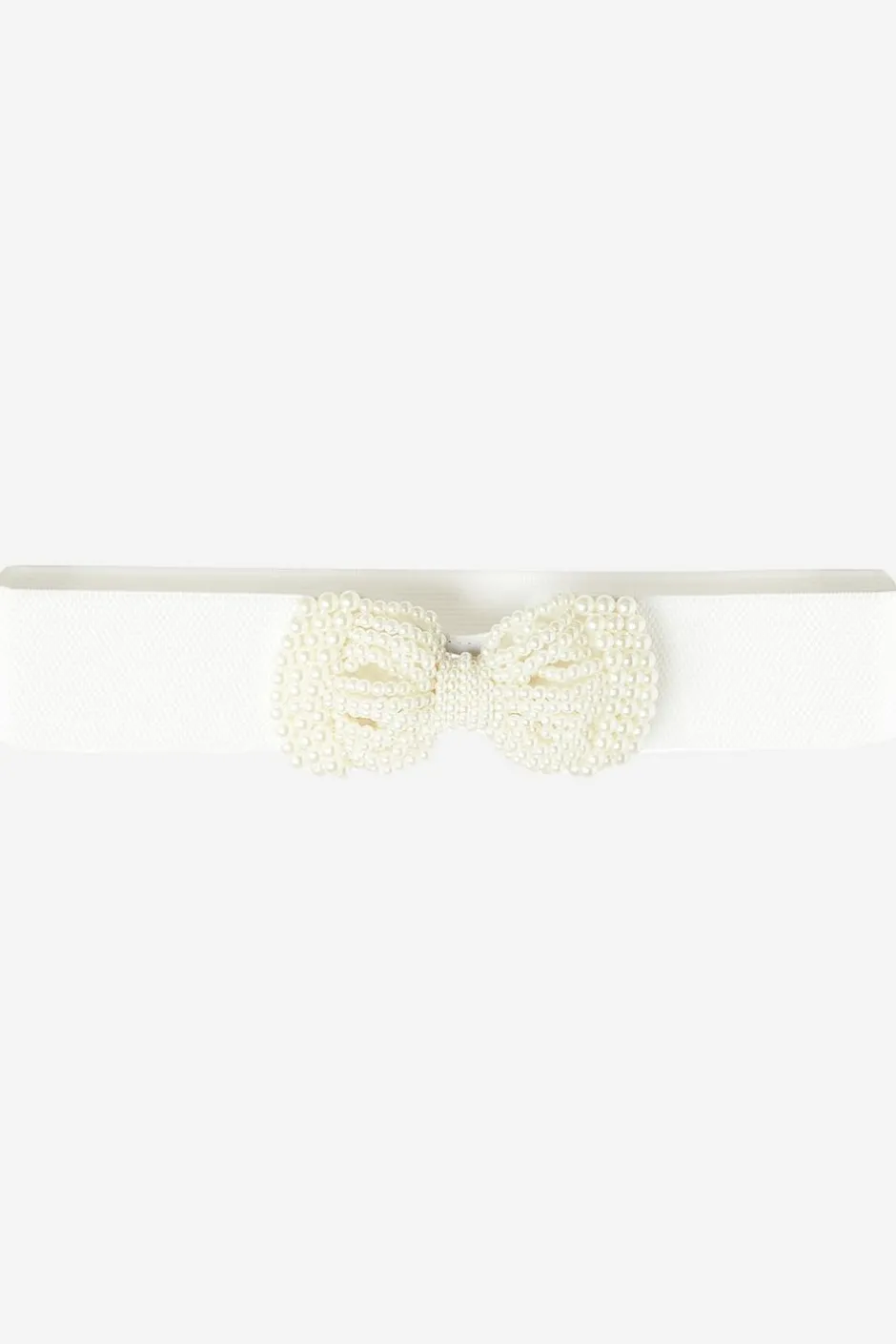 Quiz White Pearl Bow Stretch Belt Discount