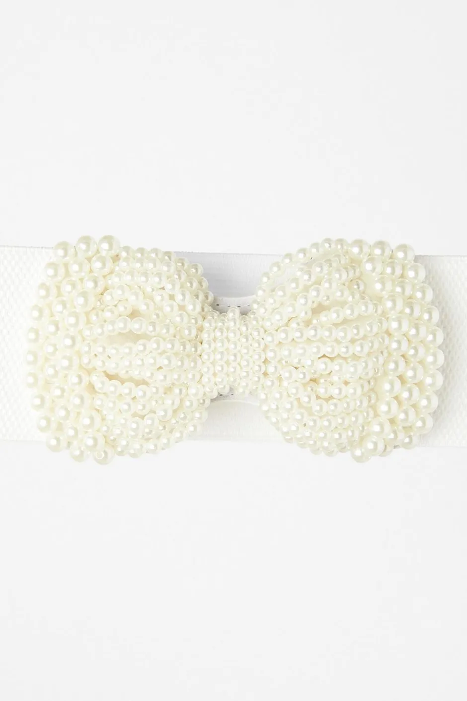 Quiz White Pearl Bow Stretch Belt Discount