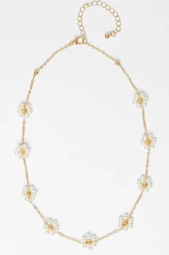Quiz White Pearl Daisy Necklace Sale