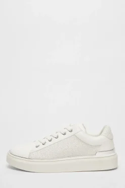 Quiz White Pearl Embellished Trainers Outlet
