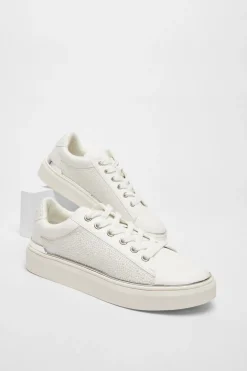 Quiz White Pearl Embellished Trainers Outlet