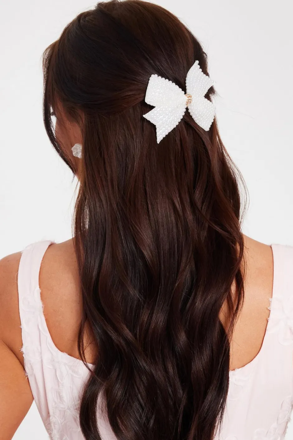 Quiz White Pearl Hair Bow