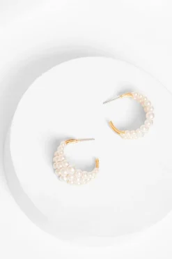 Quiz White Pearl Hoop Earrings Discount