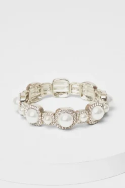Quiz Pearl Stretch Bracelet White Online