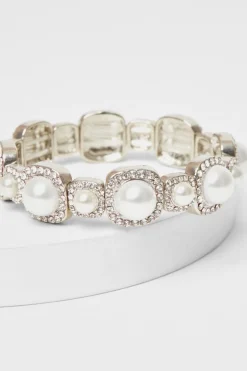Quiz Pearl Stretch Bracelet White Online