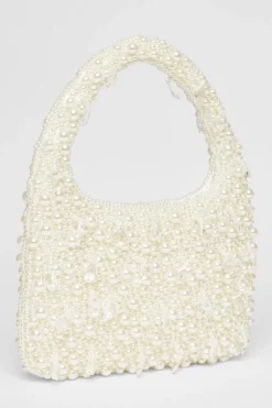 Quiz White Pearl Top Handle Bag Discount