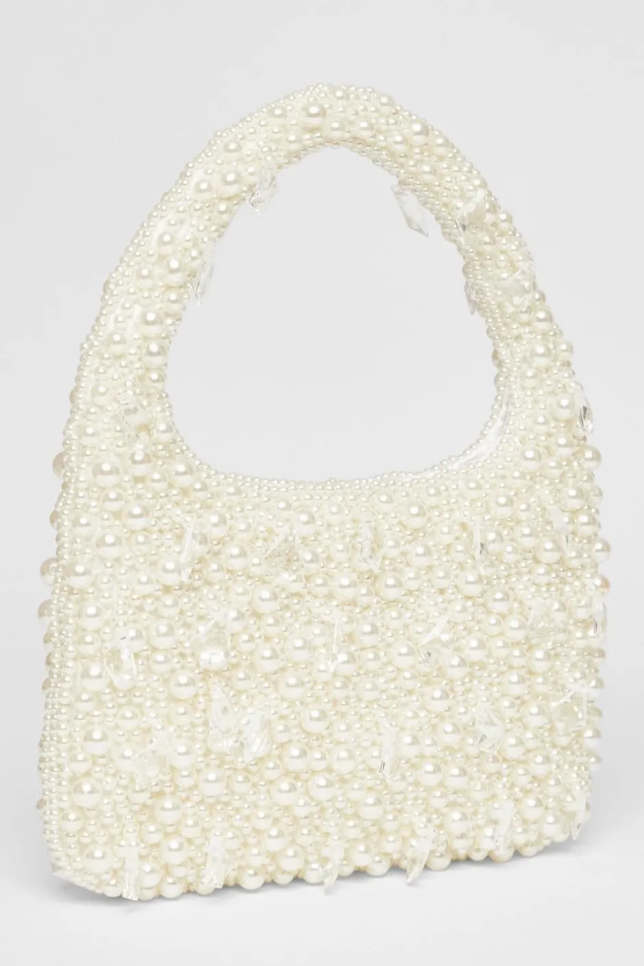Quiz White Pearl Top Handle Bag Discount