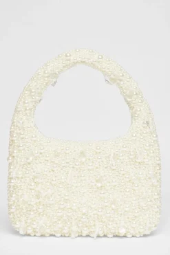 Quiz White Pearl Top Handle Bag Discount