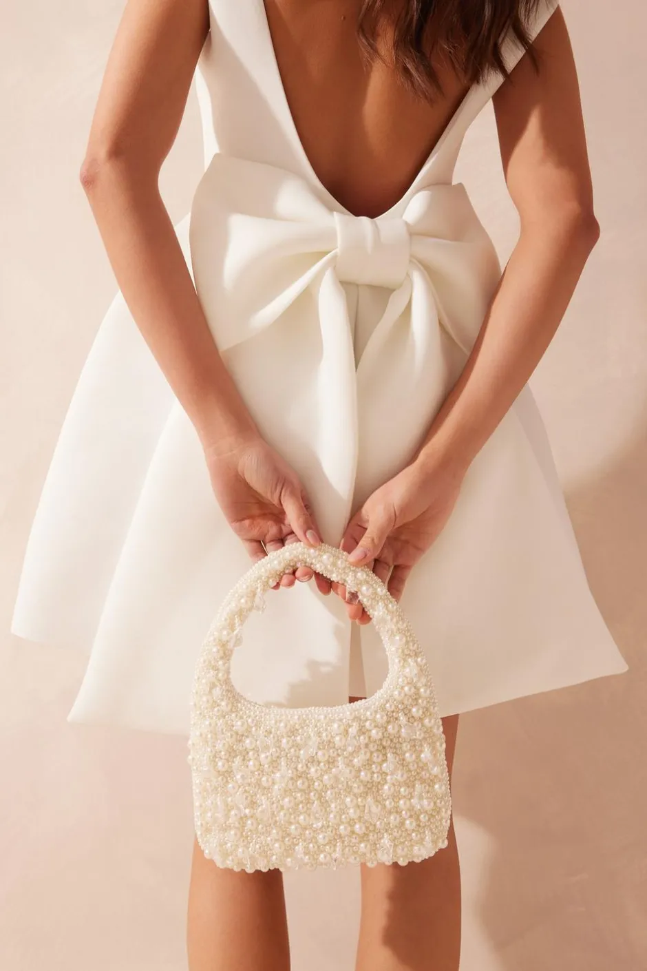 Quiz White Pearl Top Handle Bag Discount