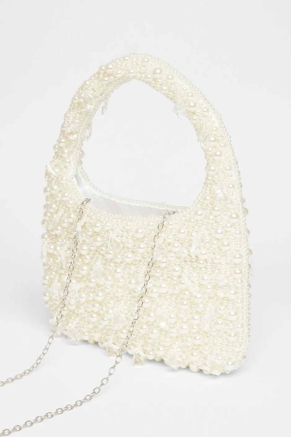 Quiz White Pearl Top Handle Bag Discount
