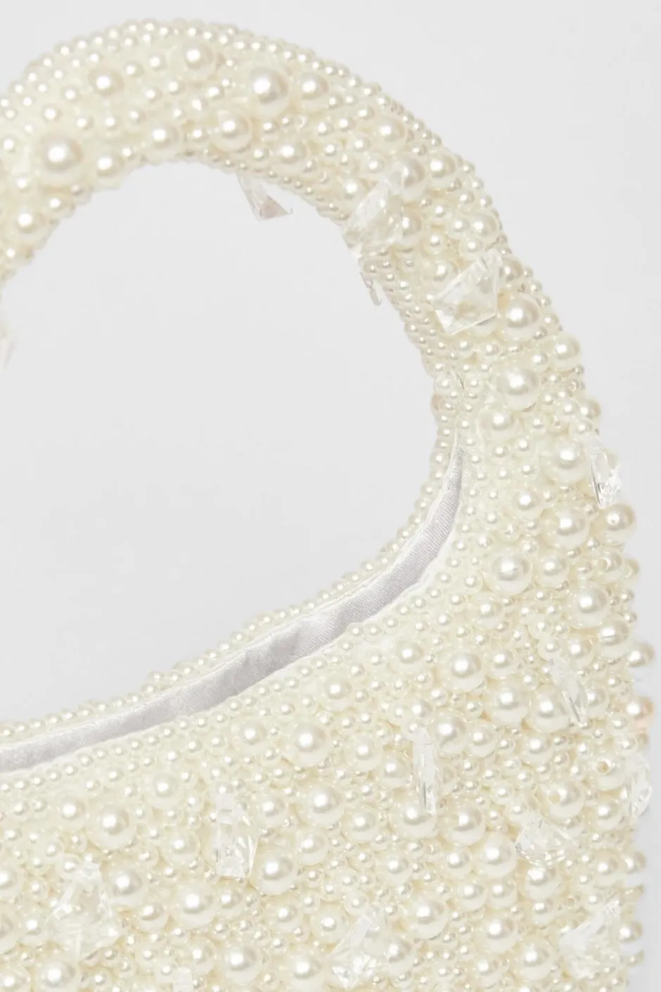 Quiz White Pearl Top Handle Bag Discount
