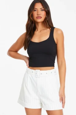 Quiz White Pinstripe Tailored Shorts