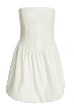 Quiz White Puff Ball Mini Dress Outlet