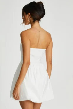 Quiz White Puff Ball Mini Dress Outlet