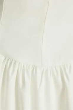 Quiz White Puff Ball Mini Dress Outlet