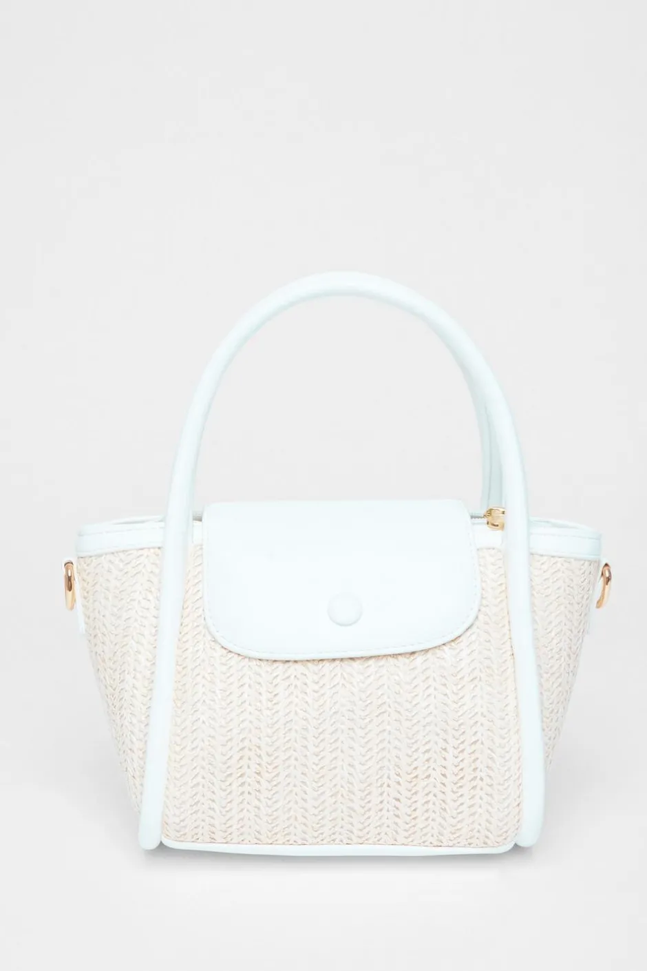 Quiz White Raffia Top Handle Bag Online