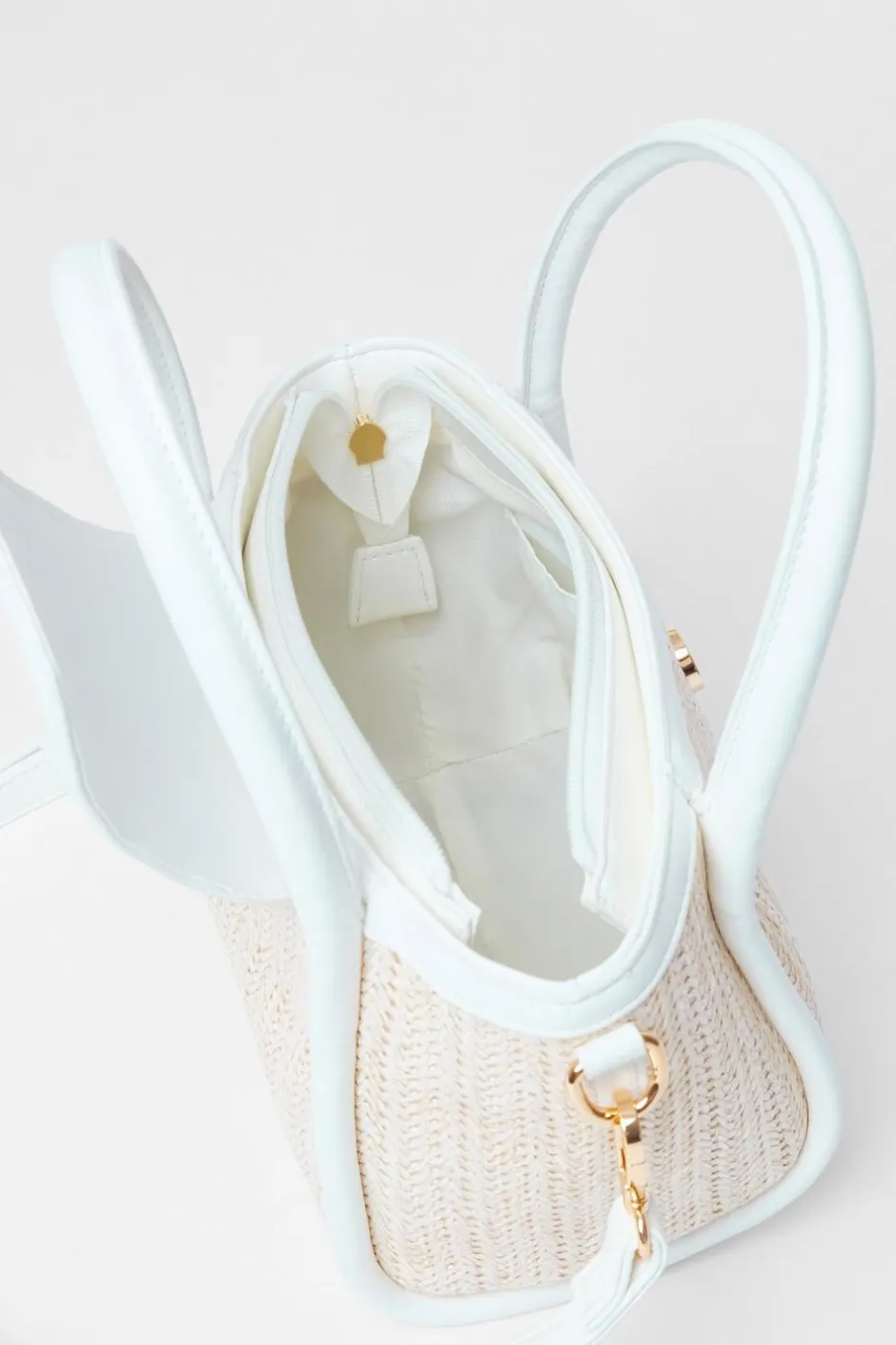 Quiz White Raffia Top Handle Bag Online