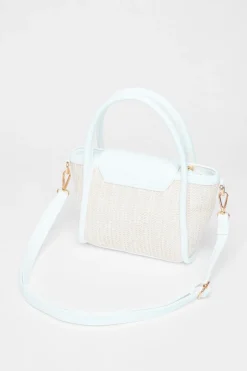 Quiz White Raffia Top Handle Bag Online