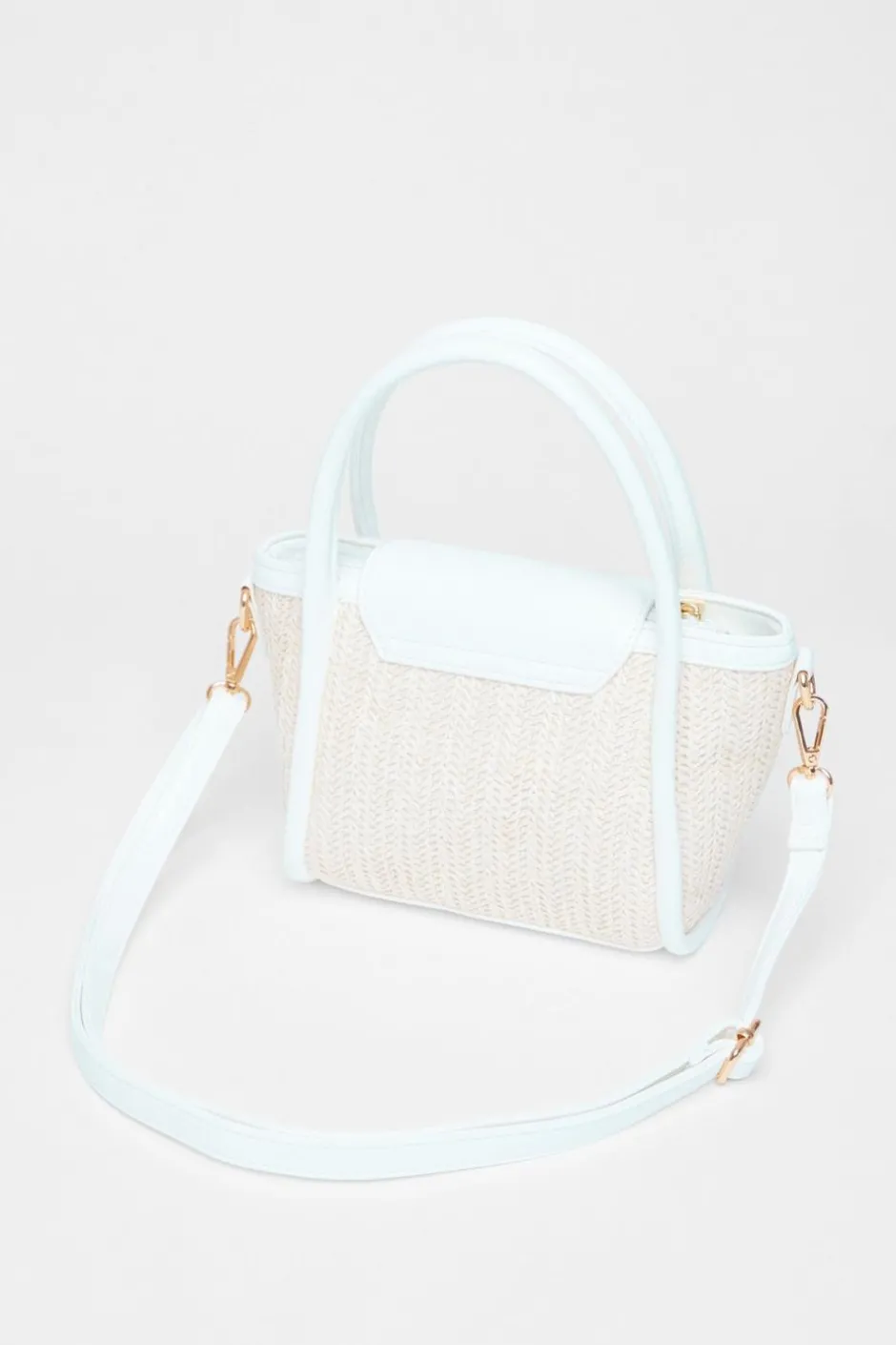 Quiz White Raffia Top Handle Bag Online