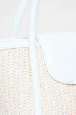 Quiz White Raffia Top Handle Bag Online